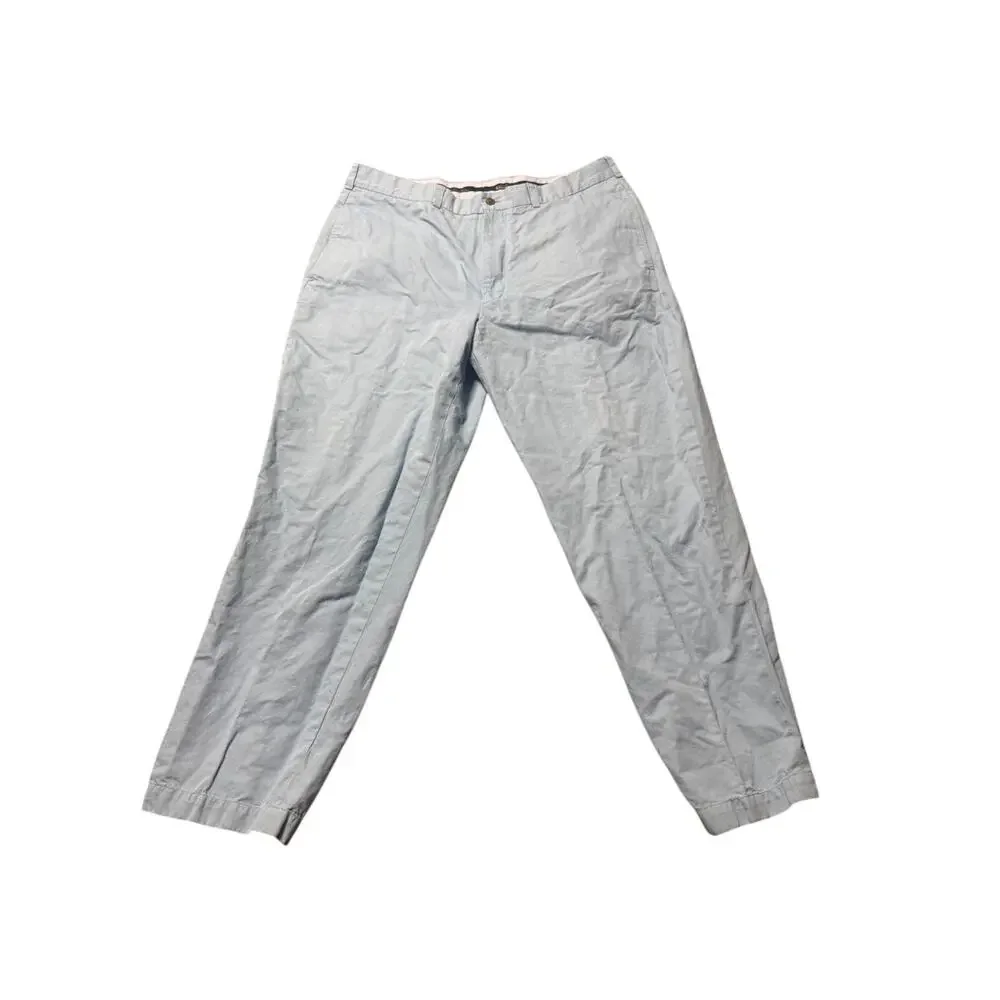 Brooks Brothers Hudson Chino Pants Mens 38x30 Sky Blue Linen Blend Straight Leg